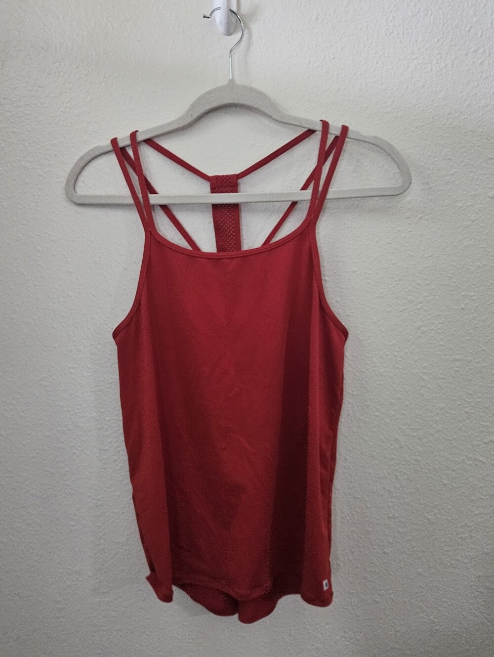 Marika Red Strappy Back Activewear Tank Top - Mesh Detail Gym Athleisure